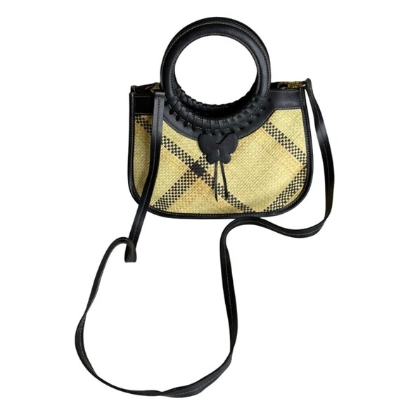 Y2K Woven Natural Straw Mini Handbag With Removeable Crossbody - Picture 5 of 5